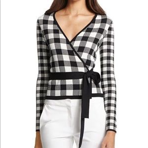DVF wrap sweater, checker
